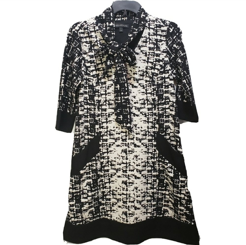 Chris Mclaughlin 3/4 Sleeve Abstract Dress w/ Tie